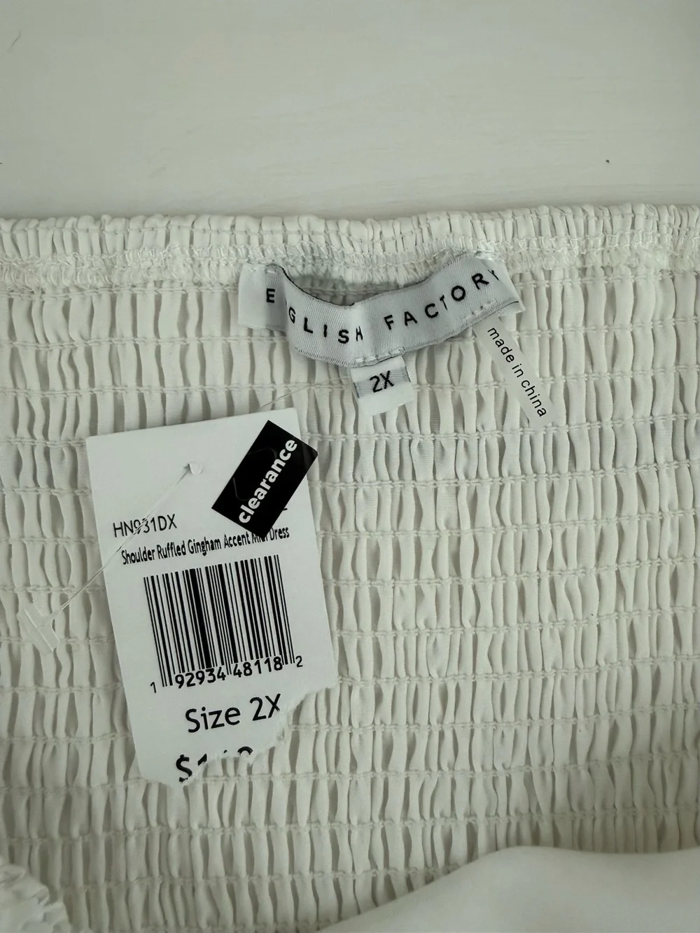 English Factory 2X NWT White Blue Gingham Accent Midi Dress Cottagecore - Picture 4 of 8